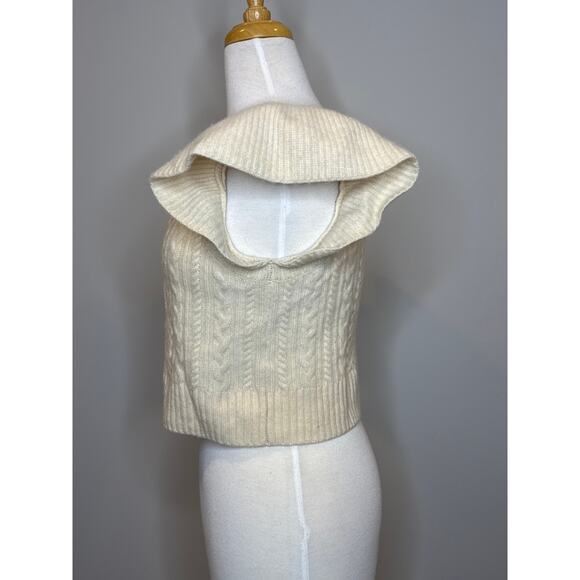 Sea New York 100% Merino Cable Knit Wool Flutter Sleeve Cardigan Womens M - Picture 2 of 7